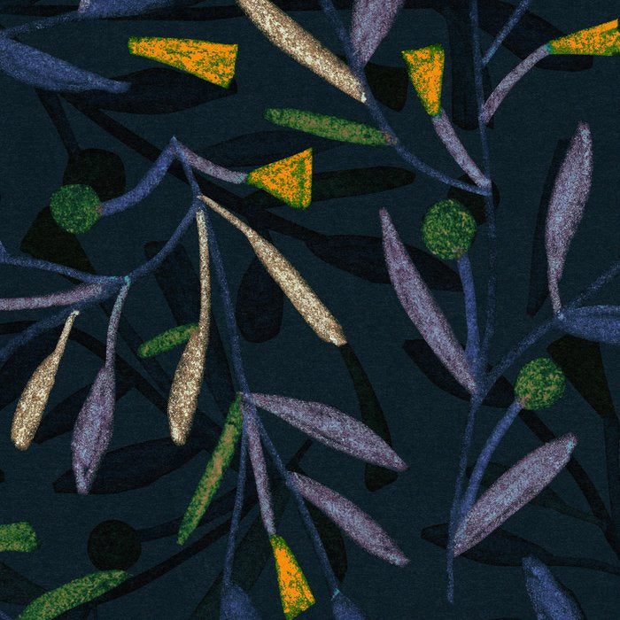 Midnight Floral Pattern 2 - Blue and Yellow Coffee Mug Gallery Image 2