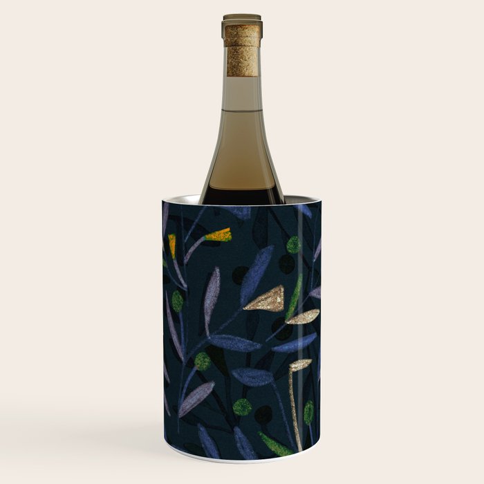 Midnight Floral Pattern 2 - Blue and Yellow Wine Chiller Gallery Image 3