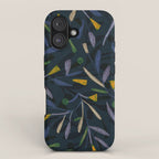 Midnight Floral Pattern 2 - Blue and Yellow iPhone Case Gallery Image 1
