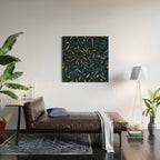 Midnight Floral Pattern 2 - Blue and Yellow Wood Wall Art Gallery Image 2
