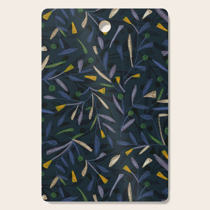 Midnight Floral Pattern 2 - Blue and Yellow Cutting Board Gallery Image 1