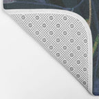Midnight Floral Pattern 2 - Blue and Yellow Bath Mat Gallery Image 2