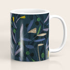 Midnight Floral Pattern 2 - Blue and Yellow Coffee Mug Gallery Image 1