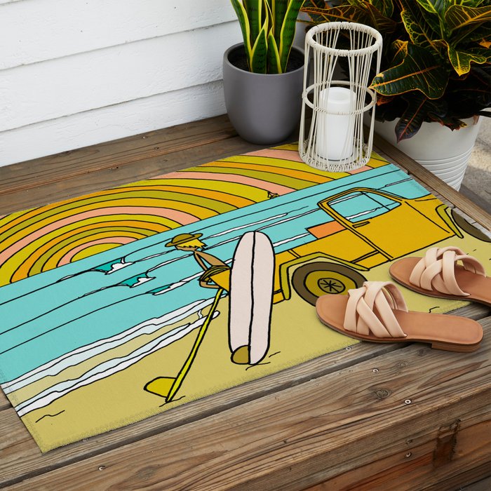 classic summer surf vibes forever Outdoor Rug Gallery Image 2