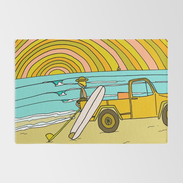 classic summer surf vibes forever Rug Gallery Image 2