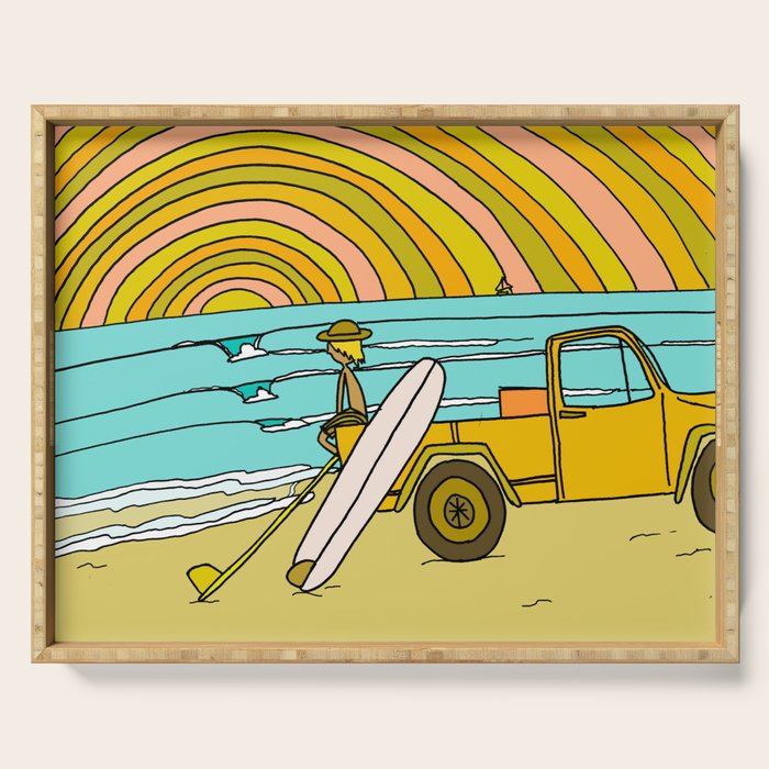 classic summer surf vibes forever Serving Tray Gallery Image 1