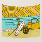 classic summer surf vibes forever Wall Tapestry Gallery Image 4