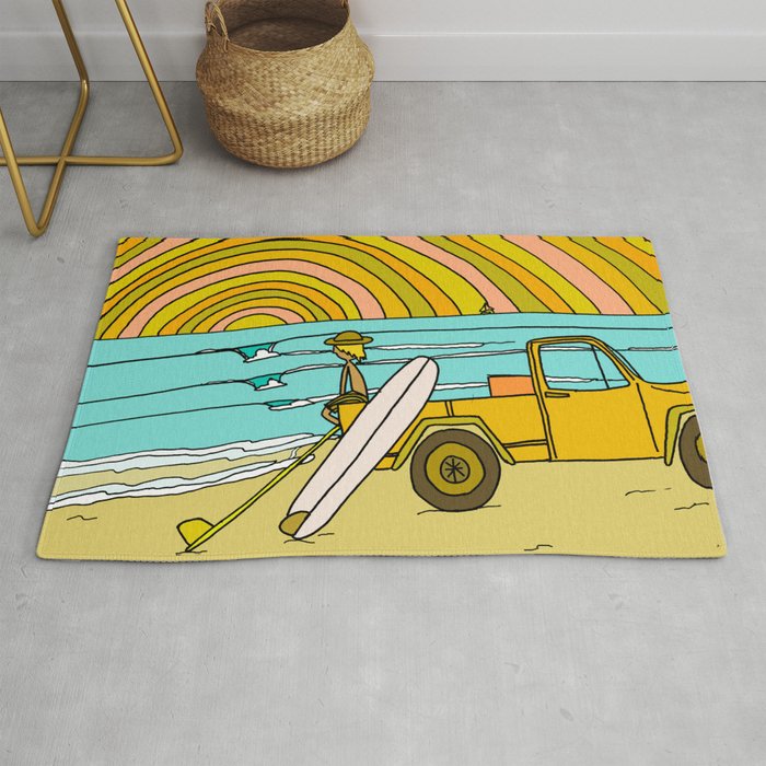 classic summer surf vibes forever Rug Gallery Image 1