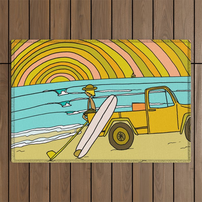 classic summer surf vibes forever Outdoor Rug Gallery Image 1
