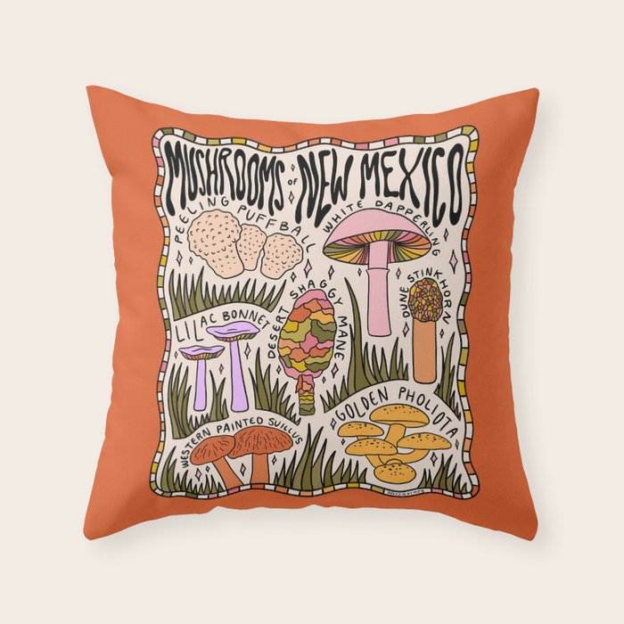 Mushrooms of New Mexico Throw Pillow Gallery Image 1
