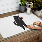 Black cat with flute Outdoor Rug Gallery Image 2