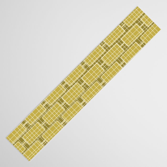 Mid Century Modern Woven Link Pattern in Olive Chartreuse Table Runner Gallery Image 3