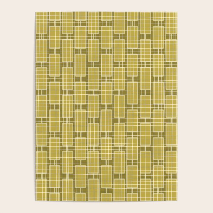 Mid Century Modern Woven Link Pattern in Olive Chartreuse Poster Gallery Image 4