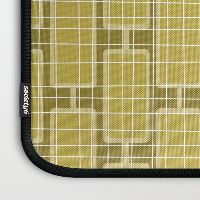 Mid Century Modern Woven Link Pattern in Olive Chartreuse Laptop Sleeve Gallery Image 3