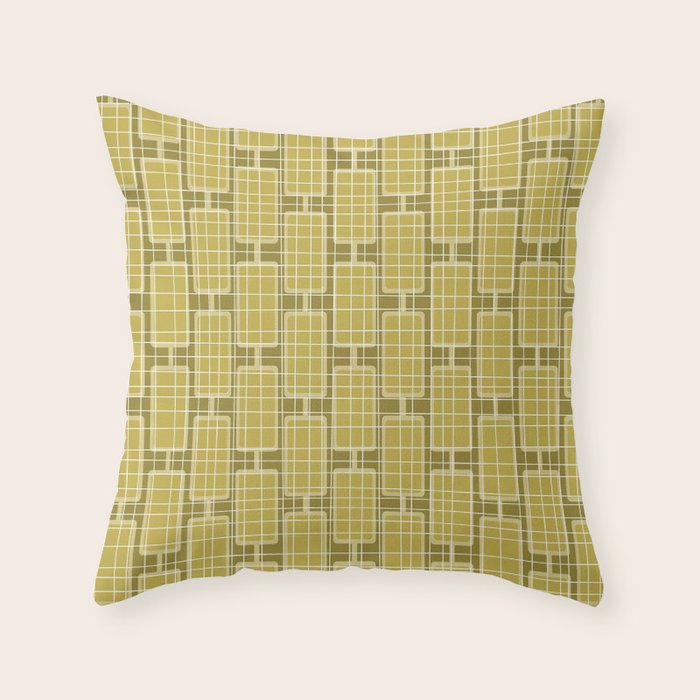 Mid Century Modern Woven Link Pattern in Olive Chartreuse Throw Pillow Gallery Image 6