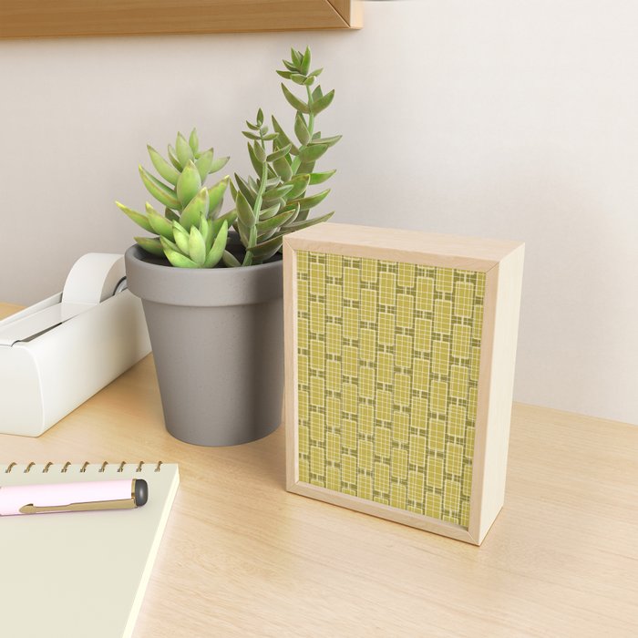 Mid Century Modern Woven Link Pattern in Olive Chartreuse Mini Art Print Gallery Image 2