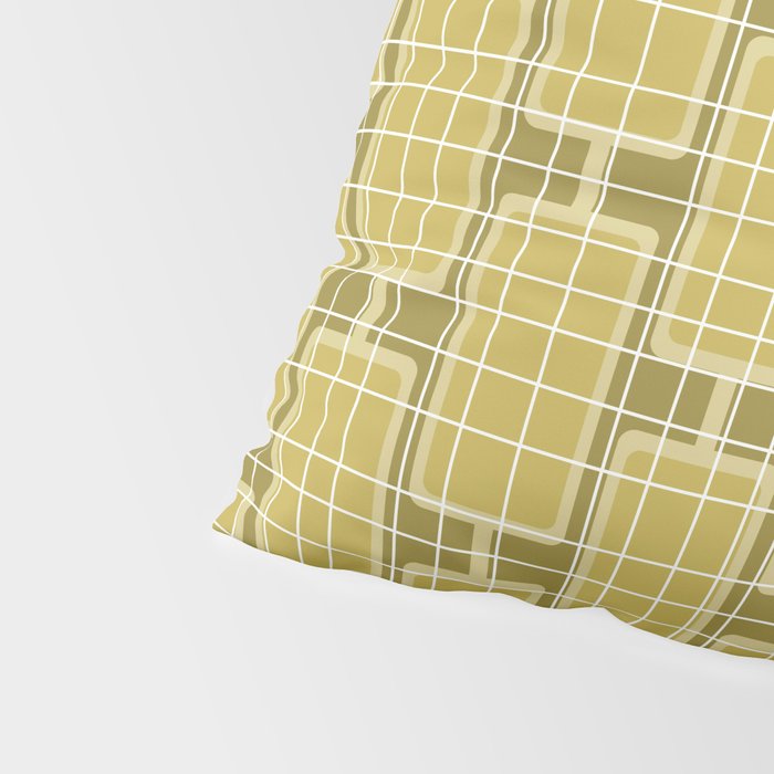 Mid Century Modern Woven Link Pattern in Olive Chartreuse Pillow Sham Gallery Image 4