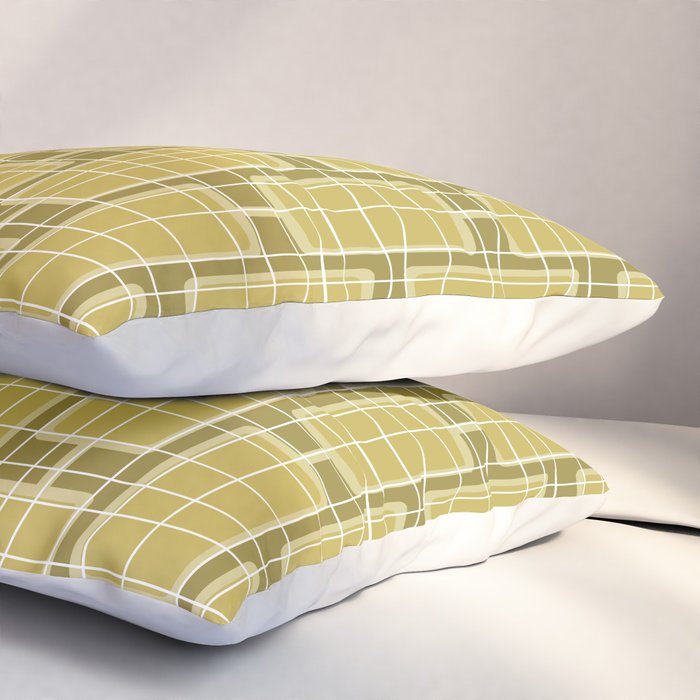 Mid Century Modern Woven Link Pattern in Olive Chartreuse Pillow Sham Gallery Image 3