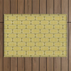 Mid Century Modern Woven Link Pattern in Olive Chartreuse Outdoor Rug Gallery Image 1