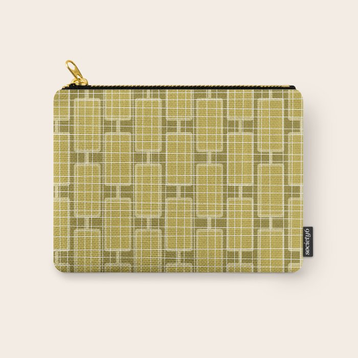 Mid Century Modern Woven Link Pattern in Olive Chartreuse Carry All Pouch Gallery Image 1