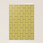 Mid Century Modern Woven Link Pattern in Olive Chartreuse Stationery Card Gallery Image 2