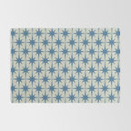 Midcentury Modern Atomic Starburst Pattern in Blue Greige Rug Gallery Image 2