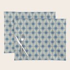 Midcentury Modern Atomic Starburst Pattern in Blue Greige Placemat Gallery Image 1