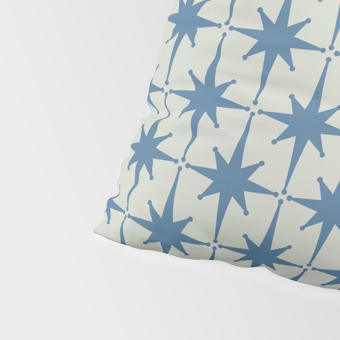 Midcentury Modern Atomic Starburst Pattern in Blue Greige Pillow Sham Gallery Image 4