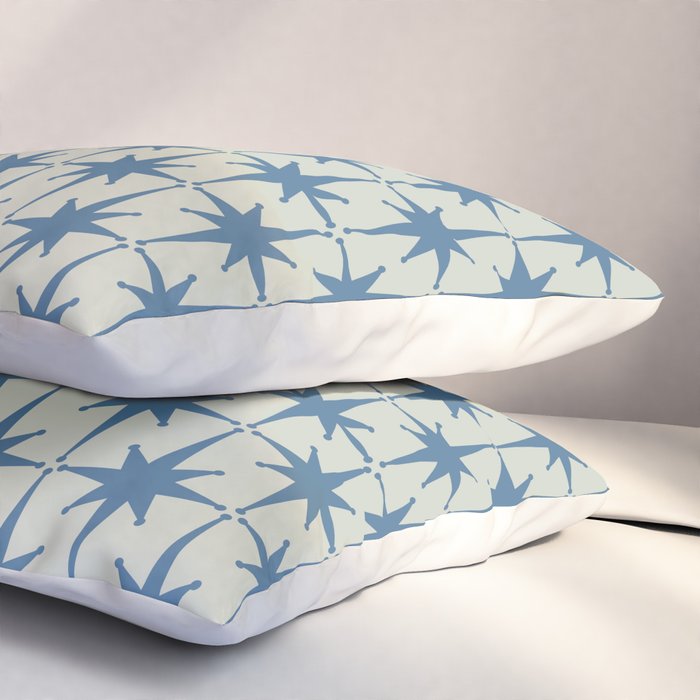 Midcentury Modern Atomic Starburst Pattern in Blue Greige Pillow Sham Gallery Image 3