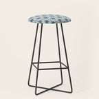 Midcentury Modern Atomic Starburst Pattern in Blue Greige Stool Gallery Image 1