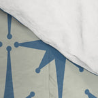 Midcentury Modern Atomic Starburst Pattern in Blue Greige Comforter Gallery Image 4