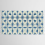 Midcentury Modern Atomic Starburst Pattern in Blue Greige Tablecloth Gallery Image 2