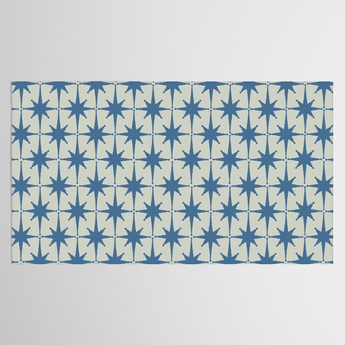 Midcentury Modern Atomic Starburst Pattern in Blue Greige Tablecloth Gallery Image 2