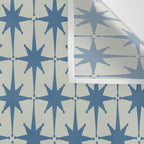 Midcentury Modern Atomic Starburst Pattern in Blue Greige Wall Tapestry Gallery Image 3