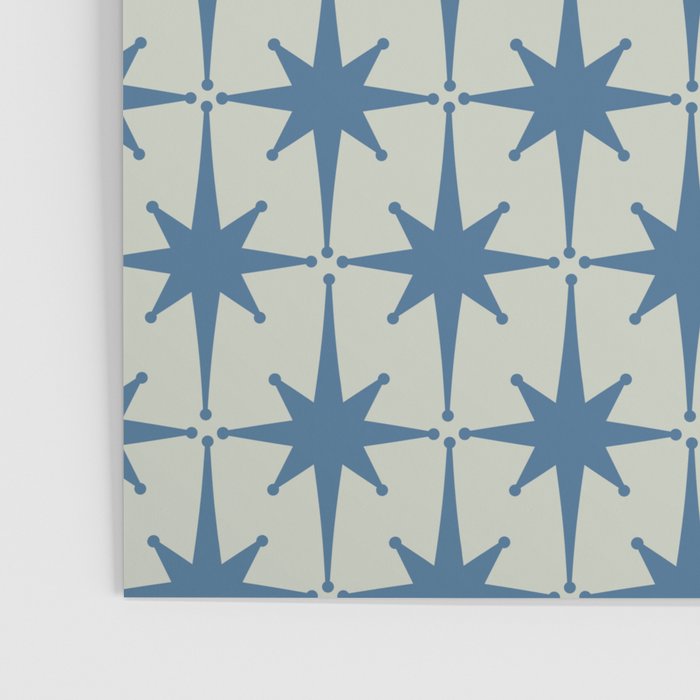 Midcentury Modern Atomic Starburst Pattern in Blue Greige Poster Gallery Image 3