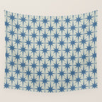 Midcentury Modern Atomic Starburst Pattern in Blue Greige Wall Tapestry Gallery Image 4
