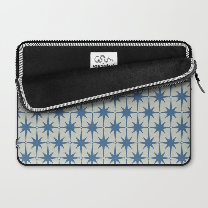 Midcentury Modern Atomic Starburst Pattern in Blue Greige Laptop Sleeve Gallery Image 2