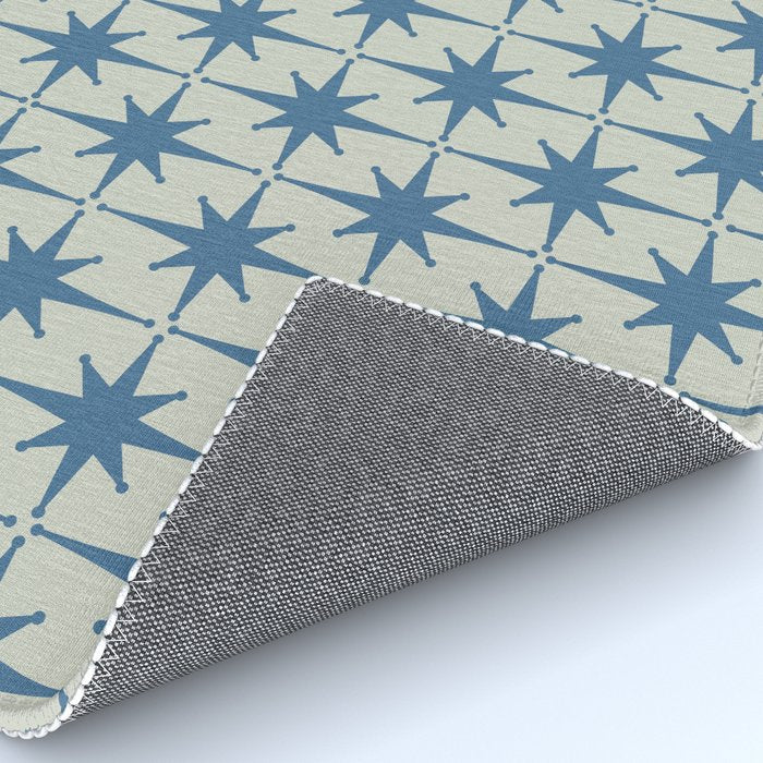 Midcentury Modern Atomic Starburst Pattern in Blue Greige Rug Gallery Image 4