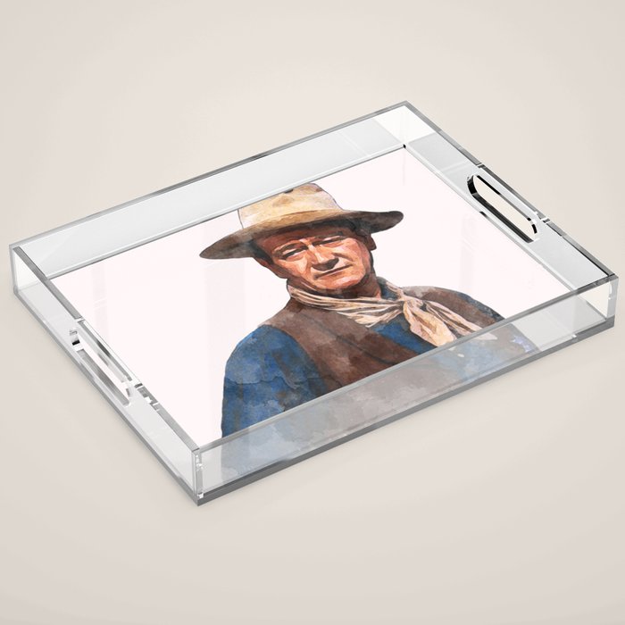 John Wayne - The Duke - Watercolor Acrylic Tray Gallery Image 1
