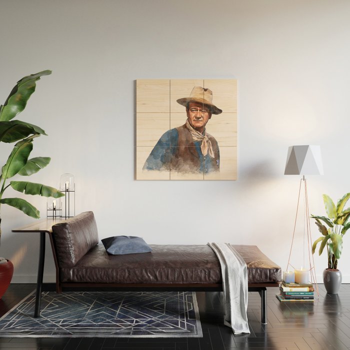 John Wayne - The Duke - Watercolor Wood Wall Art Gallery Image 2