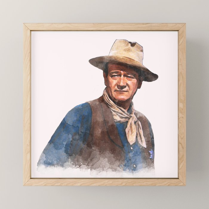 John Wayne - The Duke - Watercolor Mini Art Print Gallery Image 1