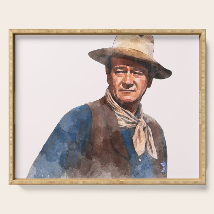 John Wayne - The Duke - Watercolor Serving Tray Gallery Image 1