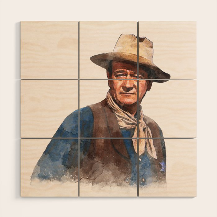 John Wayne - The Duke - Watercolor Wood Wall Art Gallery Image 1