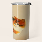 Orange Fluffy Kitten Japanese vintage Woodblock Print Travel Mug Gallery Image 2