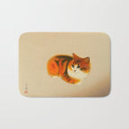 Orange Fluffy Kitten Japanese vintage Woodblock Print Bath Mat Gallery Image 1