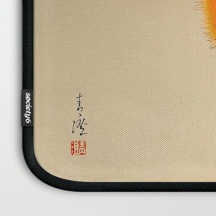 Orange Fluffy Kitten Japanese vintage Woodblock Print Laptop Sleeve Gallery Image 3