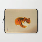 Orange Fluffy Kitten Japanese vintage Woodblock Print Laptop Sleeve Gallery Image 1