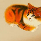 Orange Fluffy Kitten Japanese vintage Woodblock Print Coffee Mug Gallery Image 2