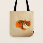 Orange Fluffy Kitten Japanese vintage Woodblock Print Tote Bag Gallery Image 1