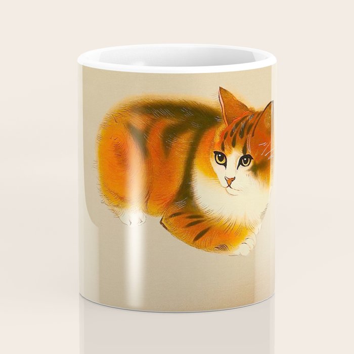 Orange Fluffy Kitten Japanese vintage Woodblock Print Coffee Mug Gallery Image 4